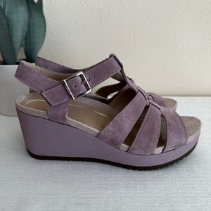 New Vionic Tawny Pastel Lavender Suede Platform Wedge Sandals Women’s 9.5